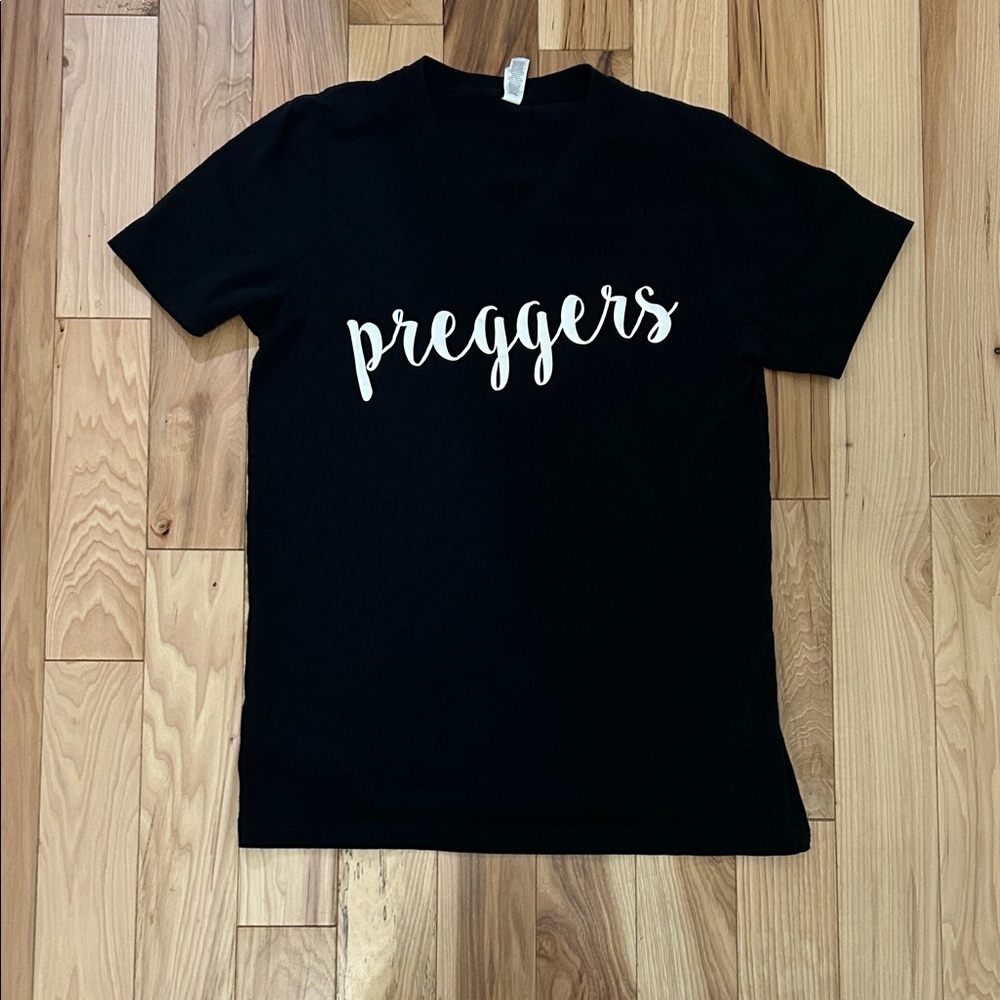 Bella Canvas Black Tee with 'Preggers' Script